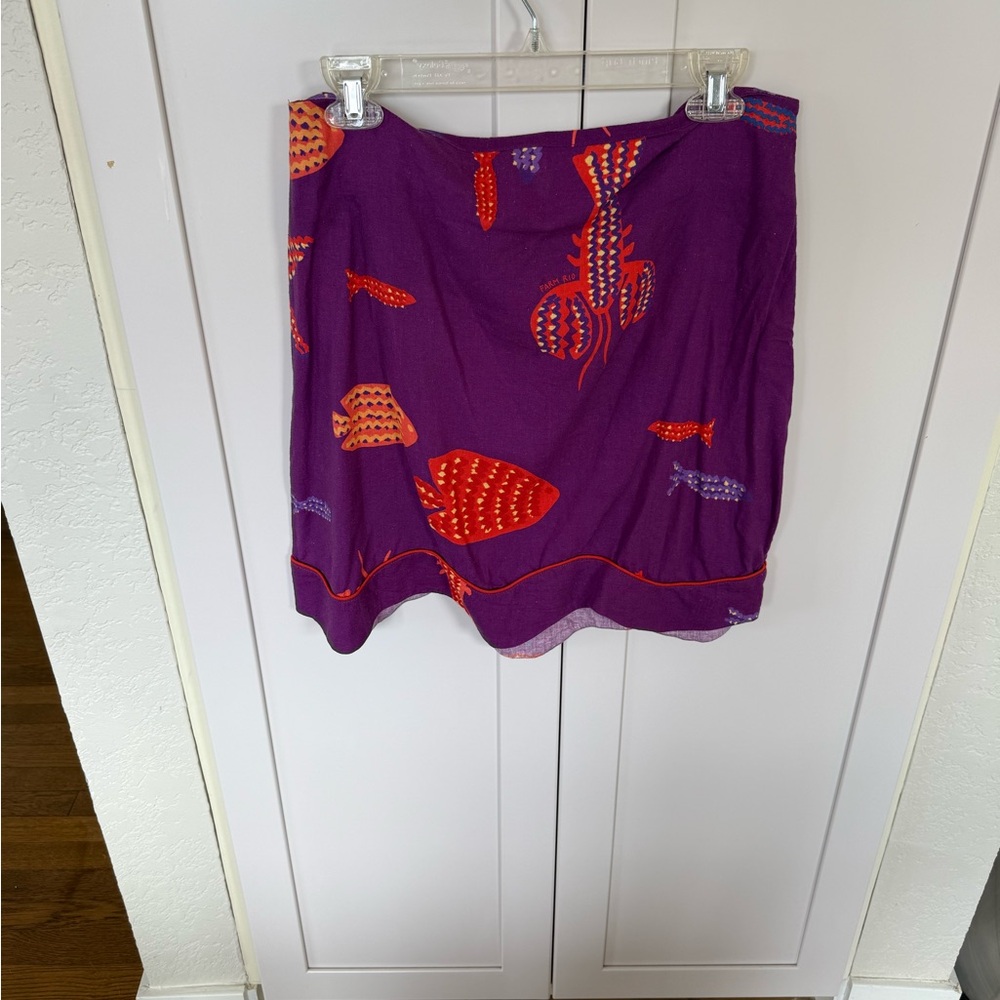 Farm Rio x Anthropologie Purple Skirt with Orange Print